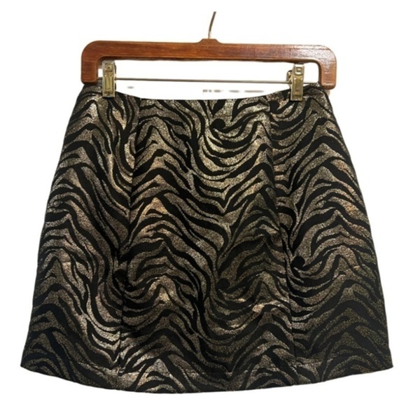 Minkpink New Black With Gold Sparkly Swirls Mini Skirt - Picture 1 of 10